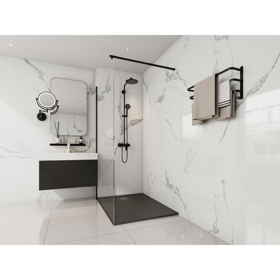 Vente-unique Aufsatz- oder Einbauduschtasse - Kunstharz - mit Siphon - Schwarz - 120 x 90 cm - MIRNOSA  