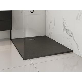 SHOWER DESIGN Receveur à poser ou à encastrer en résine avec siphon - Noir - 120 x 90 cm - MIRNOSA  