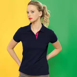 Asquith & Fox  Kurzarm Kontrast Polo Shirt Navy
