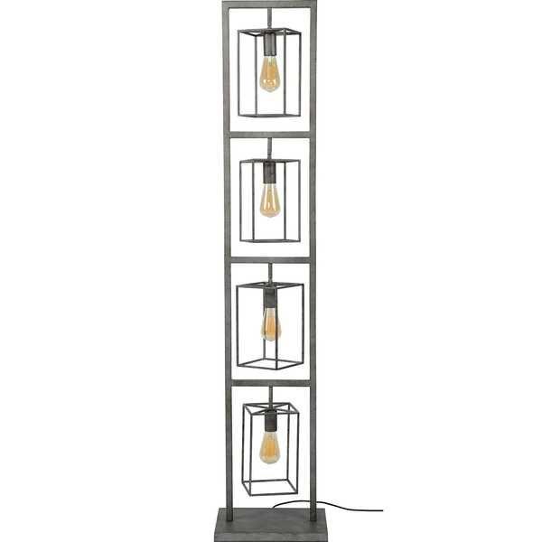 mutoni Lampadaire Cubic Tower 4 lumières fini argent antique  