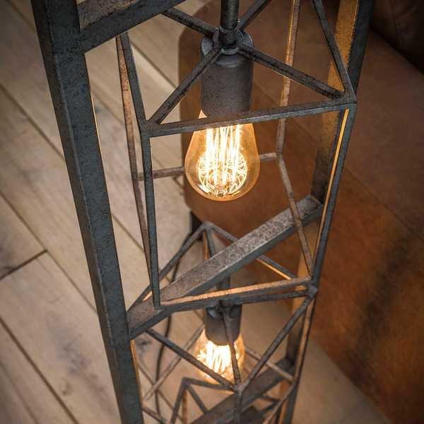 mutoni Lampadaire Cubic Tower 4 lumières fini argent antique  