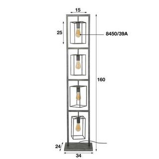 mutoni Stehleuchte Cubic Tower 4 Lichter Altsilber Finish  