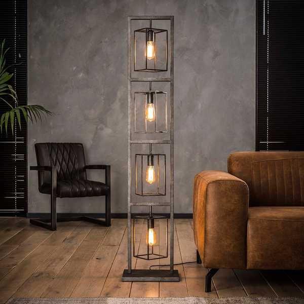 mutoni Stehleuchte Cubic Tower 4 Lichter Altsilber Finish  