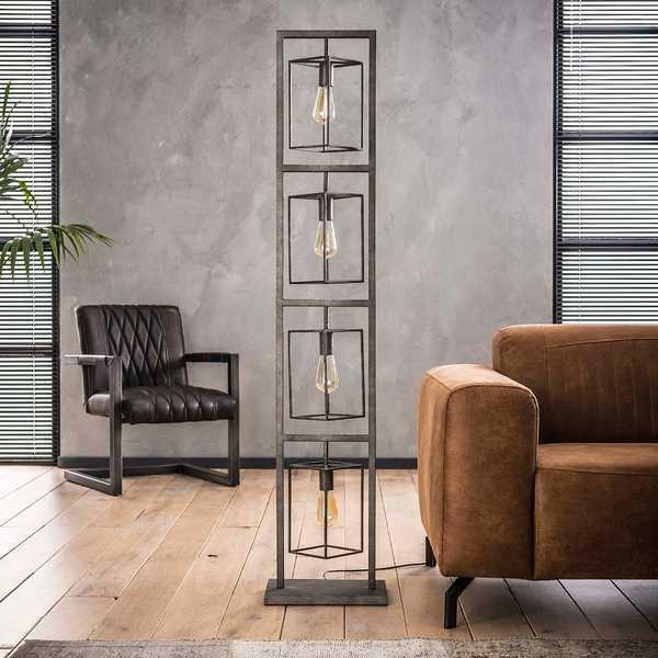 mutoni Lampadaire Cubic Tower 4 lumières fini argent antique  