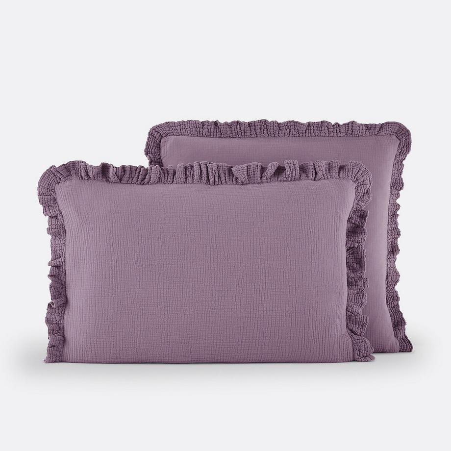 Unifarbener Kopfkissenbezug Kumla mit Volant