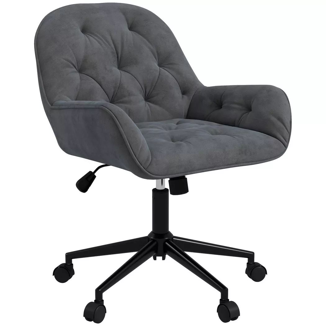 Northio – Bürostuhl Schreibtischstuhl Mit Wippfunktion, Höhenverstellbar, Ergonomisch, Samtoptik, Dunkelgrau, 60X80CM
