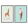 Wall Editions 2 Art-Posters 30 x 40 cm - Duo Pop animals - Jonas Loose - 30 x 40 cm  