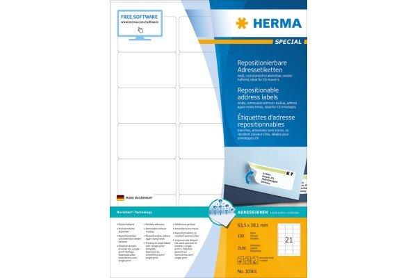 HERMA HERMA Etiketten SPECIAL 63.5x38.1mm 10301 weiss,non-perm. 2100St./100Bl.  