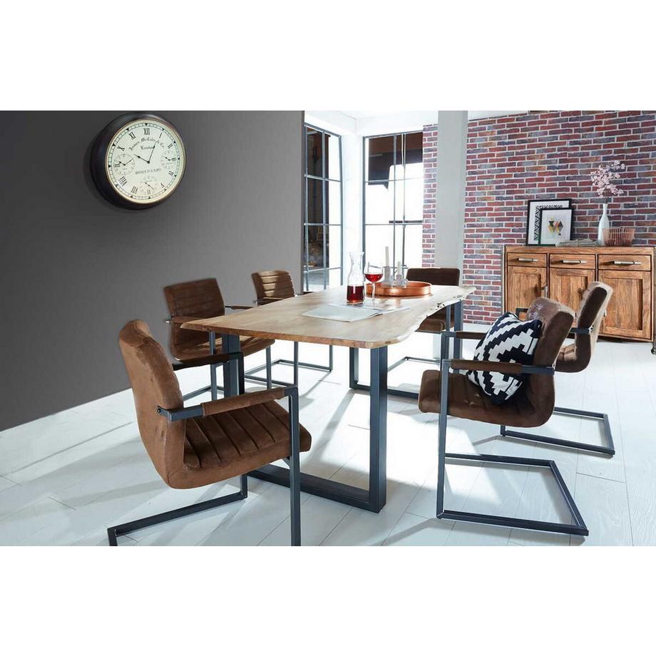 mutoni Table de salle à manger Unikat noir 140x80x2.6  