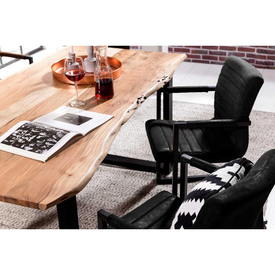 mutoni Table de salle à manger Unikat noir 140x80x2.6  