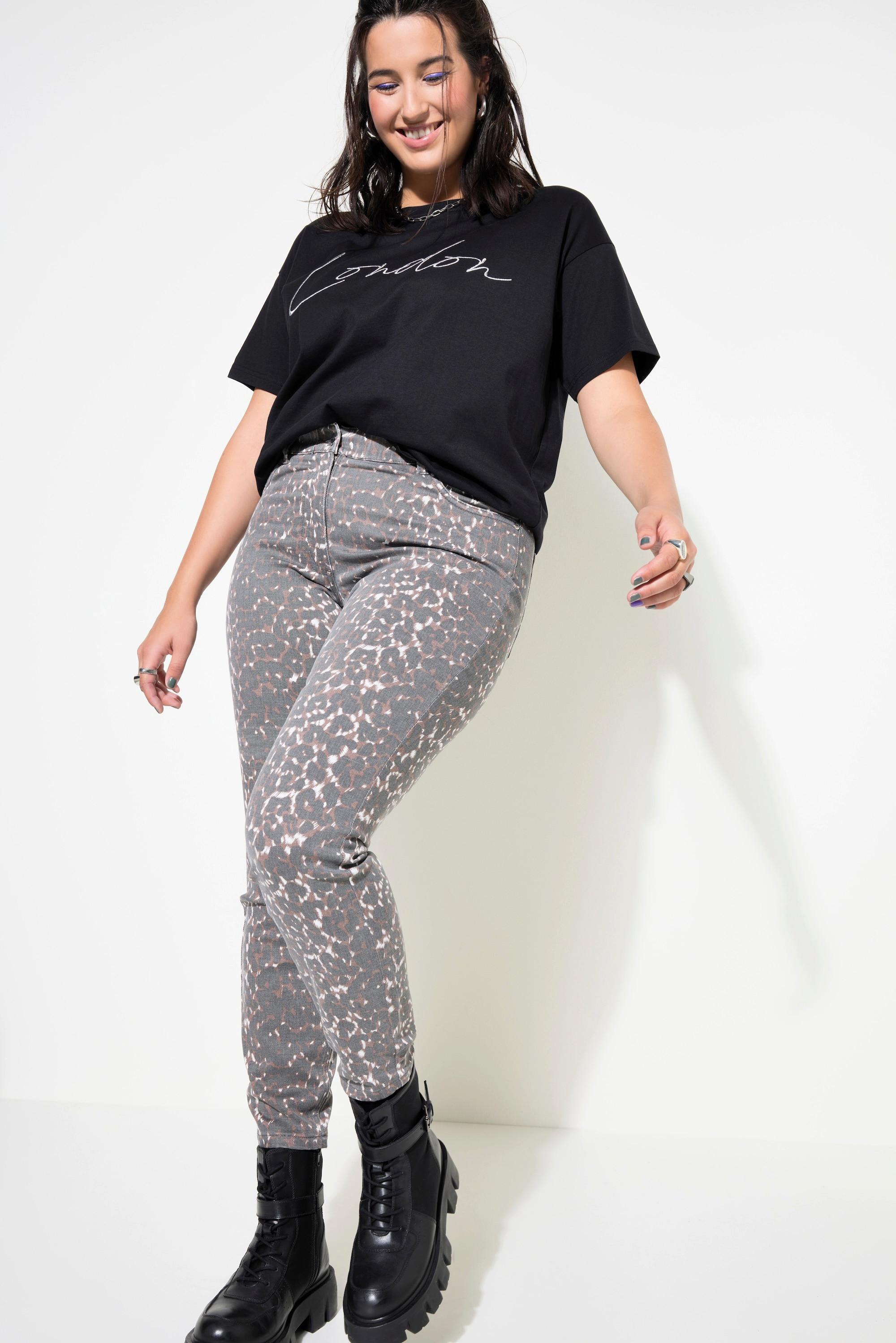 Studio Untold  Skinny jeans a vita alta con taglio a cinque tasche e stampa leopardata 