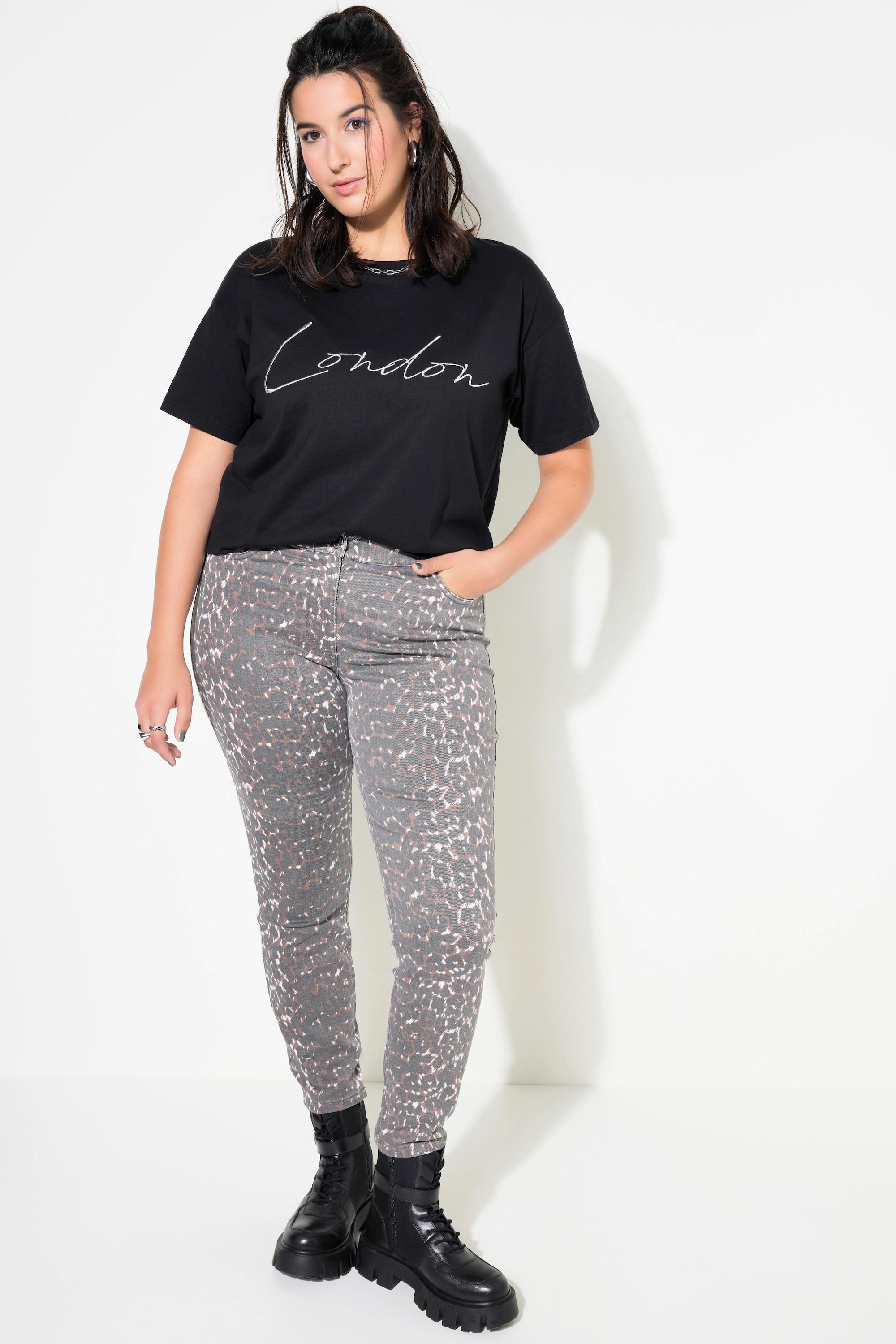 Studio Untold  Skinny jeans a vita alta con taglio a cinque tasche e stampa leopardata 