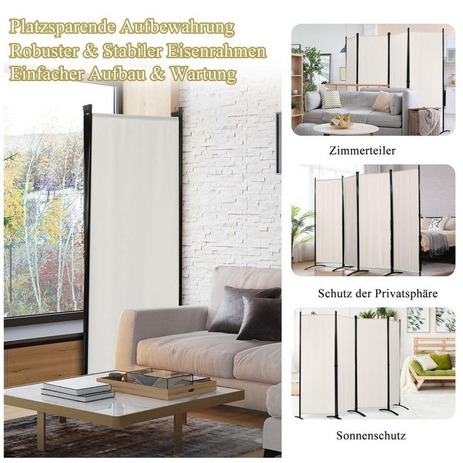 Northio Schermo divisorio pieghevole per la privacy in 4 pezzi per l'home office 220 x 51 x 173 cm bianco  