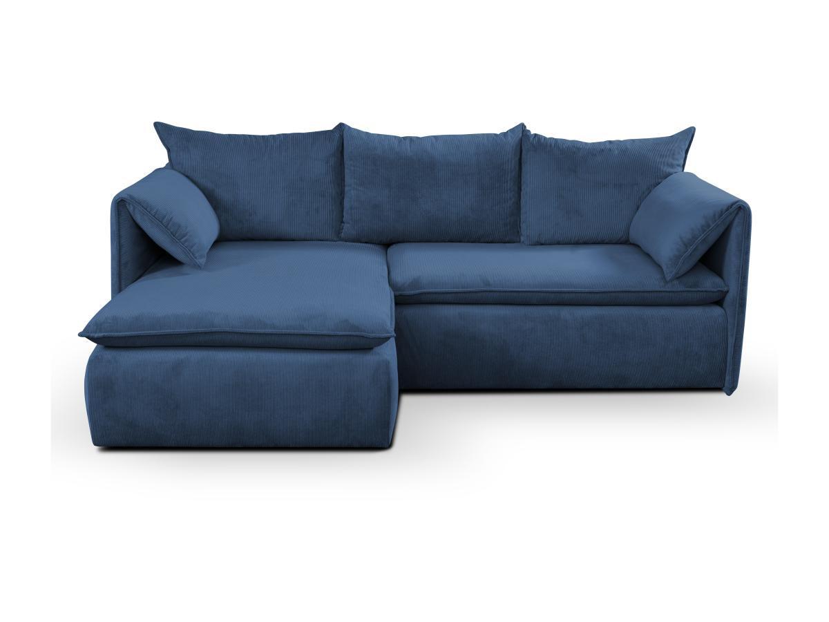 PASCAL MORABITO Canapé d'angle conible en velours côtelé marine TEODORA de PASCAL MORABITO Angle gauche  