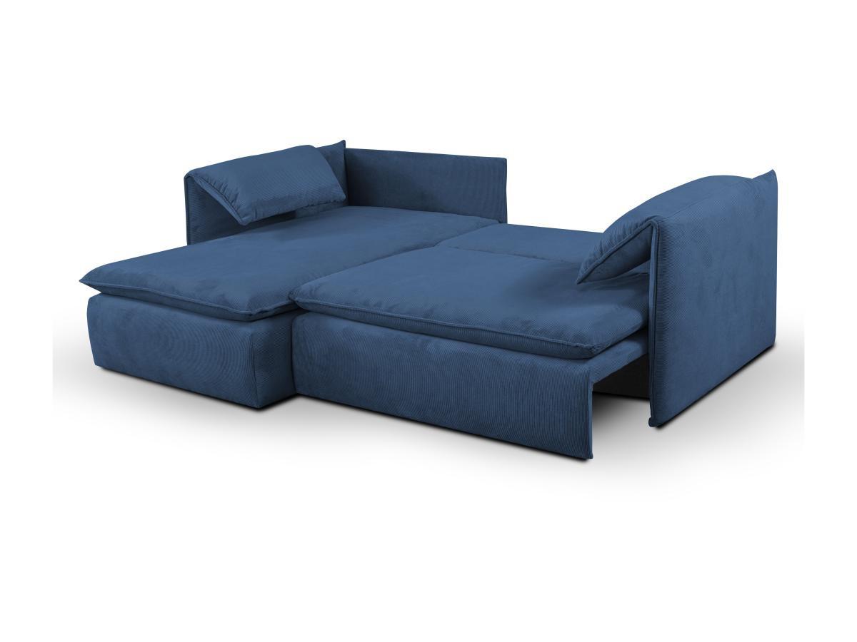 PASCAL MORABITO Canapé d'angle conible en velours côtelé marine TEODORA de PASCAL MORABITO Angle gauche  