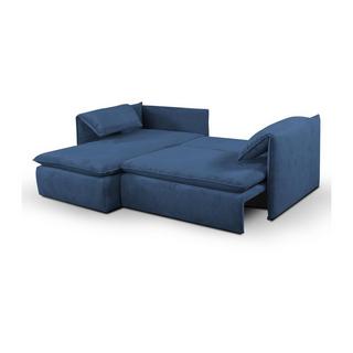 PASCAL MORABITO Canapé d'angle conible en velours côtelé marine TEODORA de PASCAL MORABITO Angle gauche  