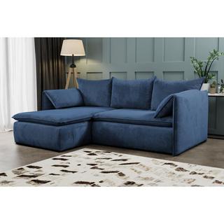 PASCAL MORABITO Canapé d'angle conible en velours côtelé marine TEODORA de PASCAL MORABITO Angle gauche  