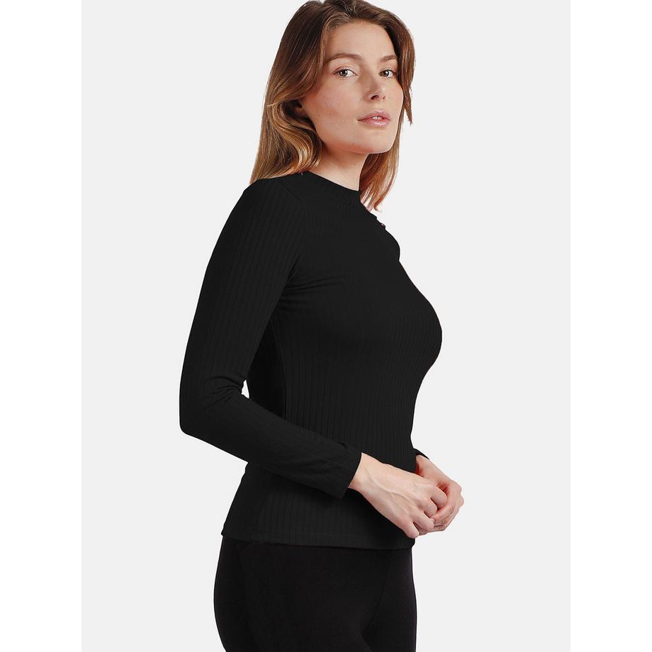 Admas Perkins Top Maniche Lunghe Collo Alto  