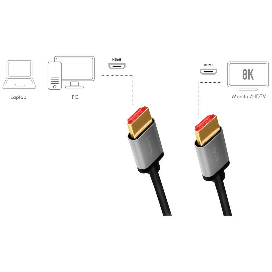 LogiLink  Câble HDMI Ultra Haut Débit 8K/60 4K/120Hz 3m 