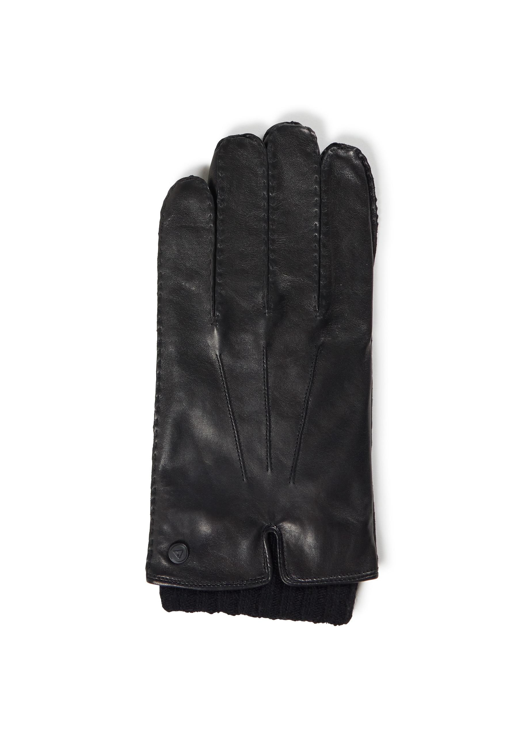 CASH-MERE.CH Lederhandschuhe mit Pulswärmer und Touchscreen tauglich  