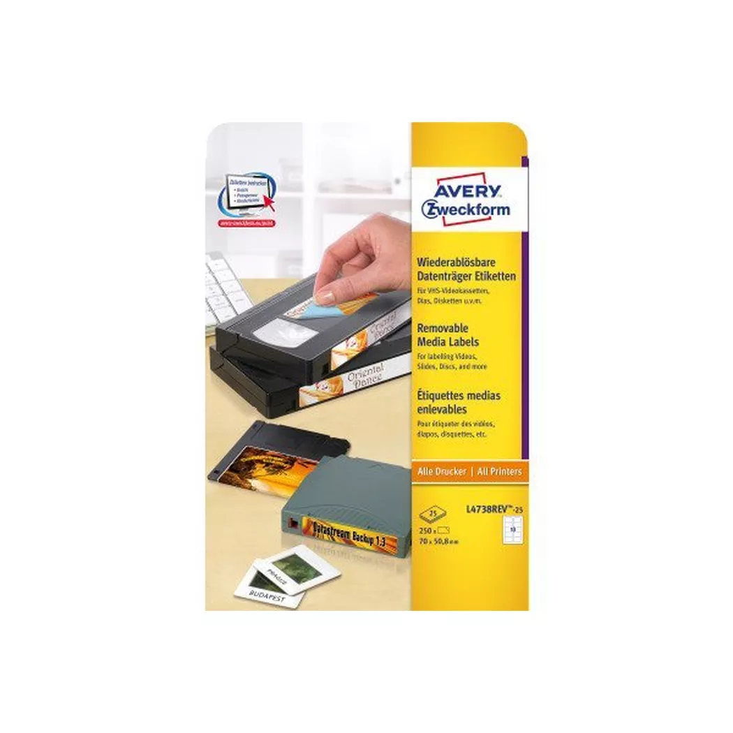 Avery-Zweckform – AVERY ZWECKFORM Disketten-Etiketten 70×50,8mm, 250 Stk., One Size, Weiss