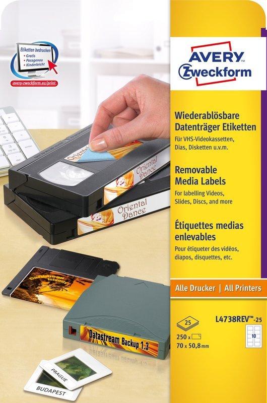 Avery-Zweckform AVERY ZWECKFORM Disketten-Etiketten 70x50,8mm, 250 Stk.  