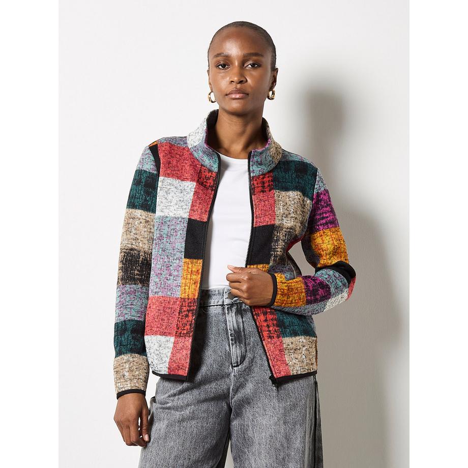 APRICOT Veste en polaire à carreaux colorés  