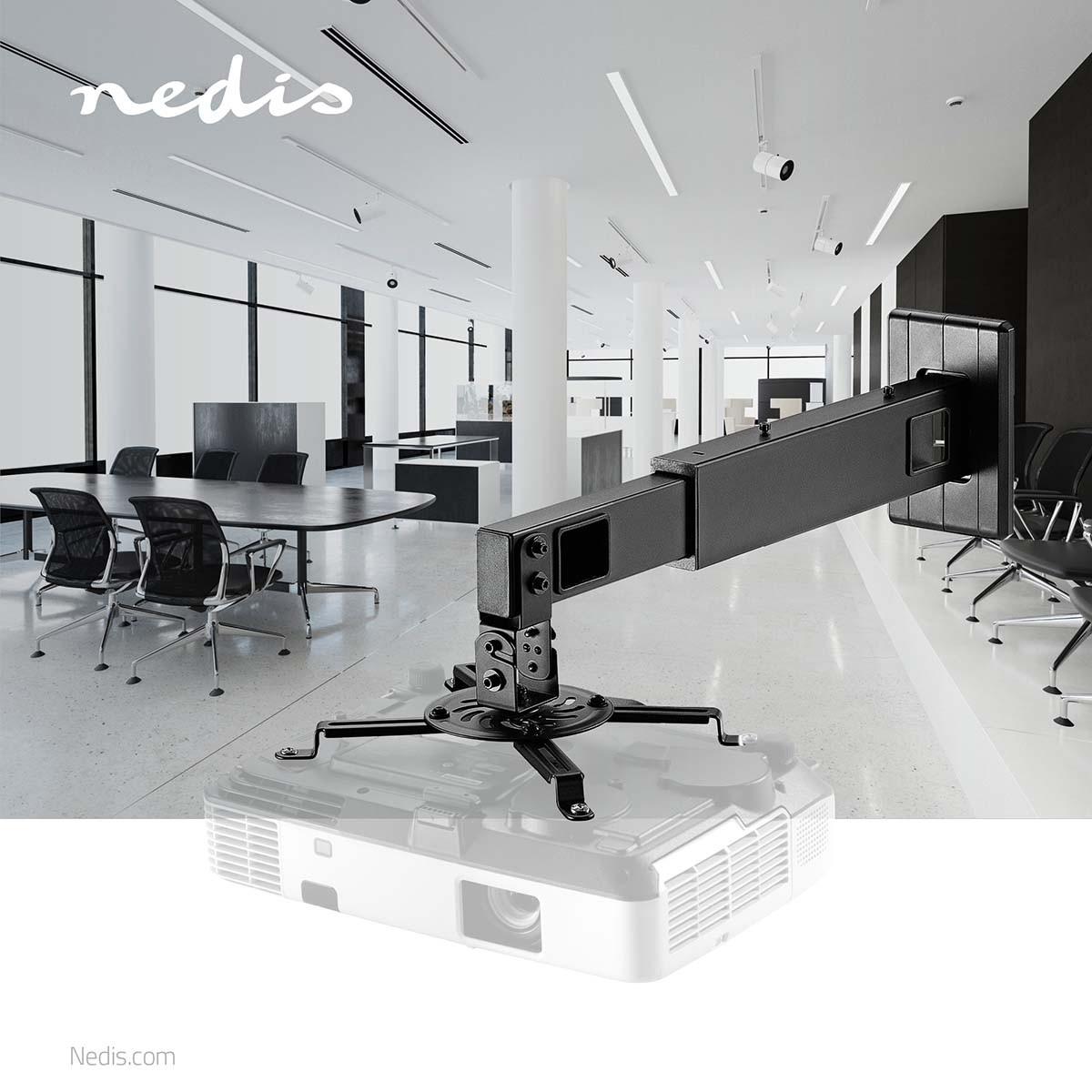 Nedis  Staffa per proiettore | Completamente regolabile | 15 kg | Ruotabile | Inclinabile | Acciaio | Nero 