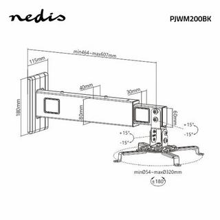 Nedis  Staffa per proiettore | Completamente regolabile | 15 kg | Ruotabile | Inclinabile | Acciaio | Nero 