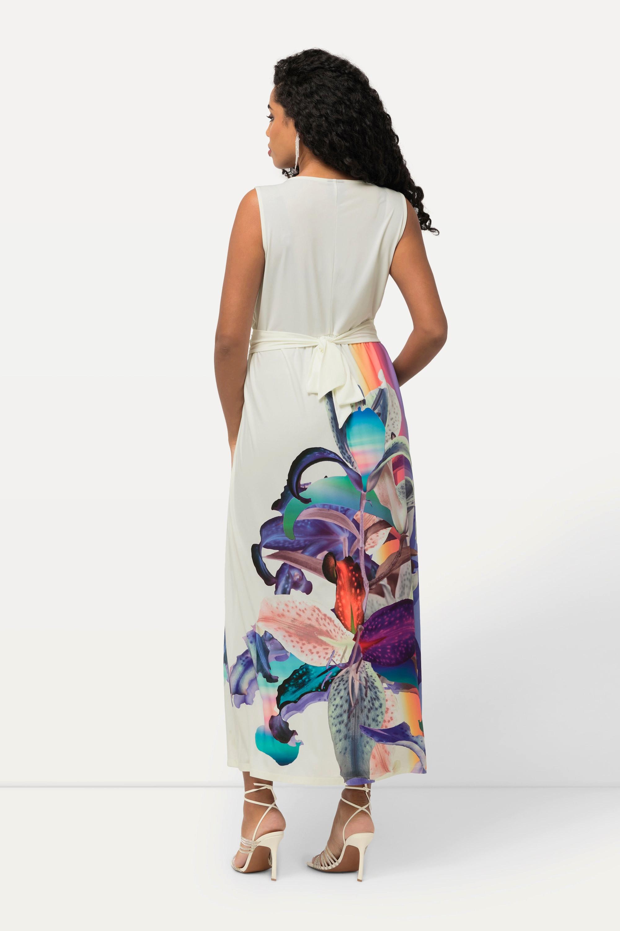 Ulla Popken Robe Maxi Effet Cache-cœur Ligne A Sans Manches Col V  