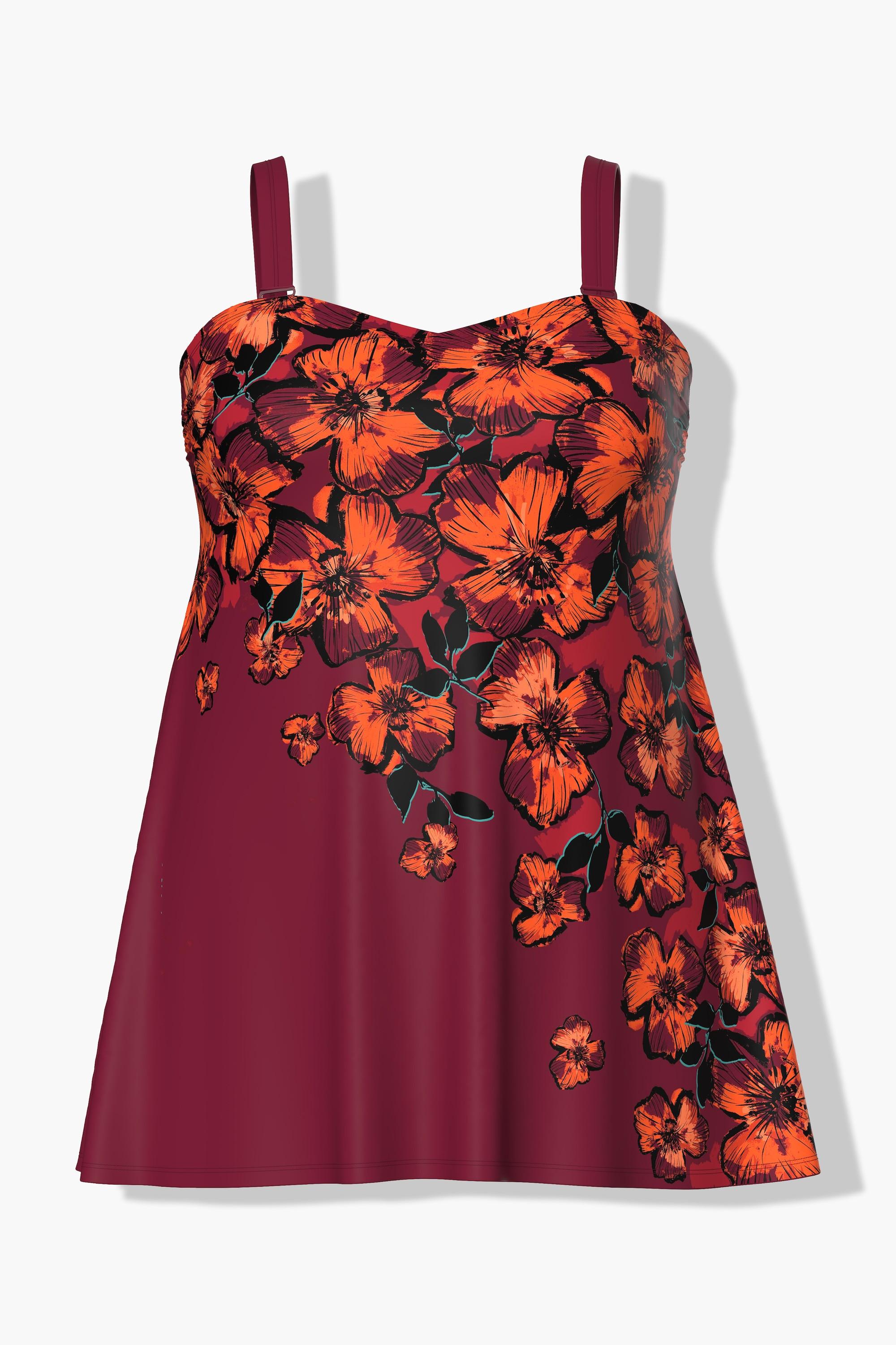 Ulla Popken Abito da bagno Fiori Coppe morbide Spalline regolabili  