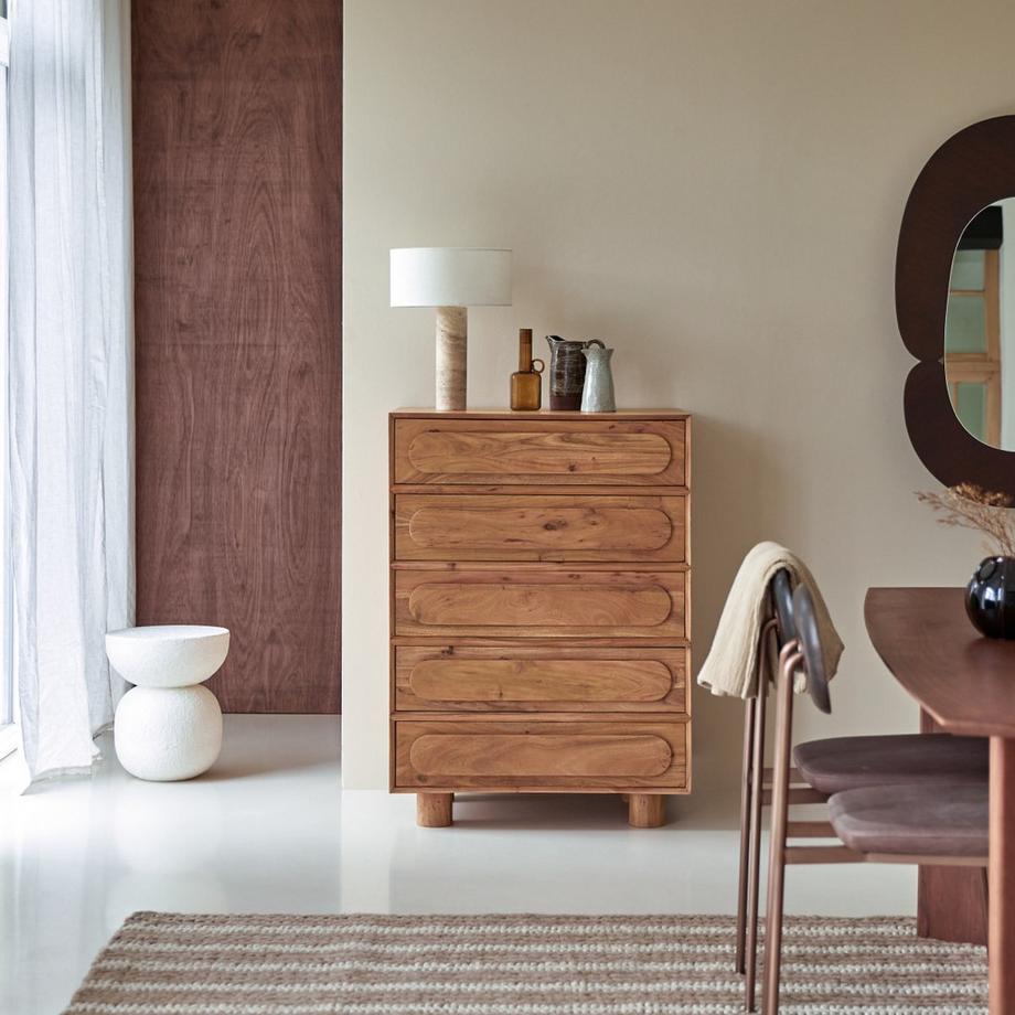 Tikamoon Cassettiera in acacia massella Olga  