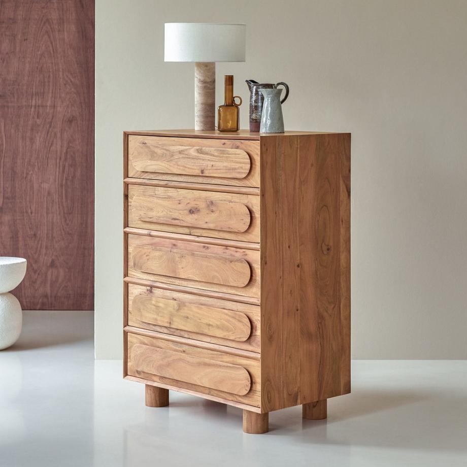 Tikamoon Cassettiera in acacia massella Olga  