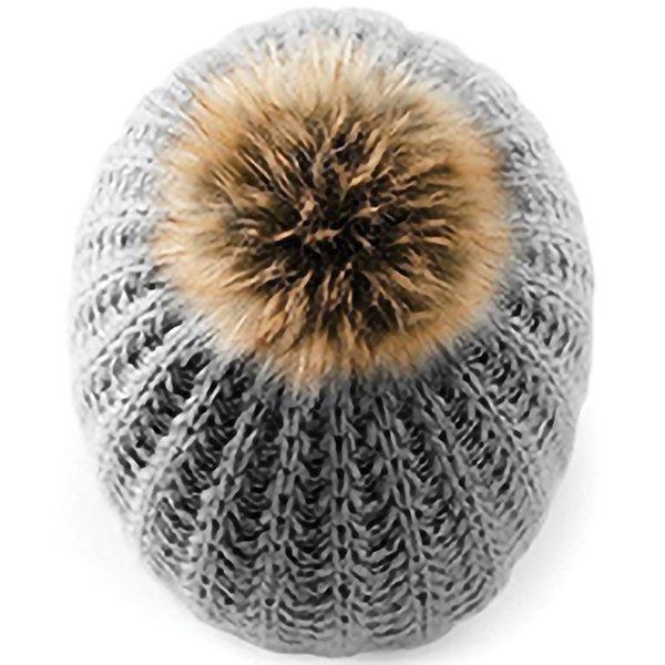 Beechfield  Bonnet tricoté à pompon en imitation fourrure 