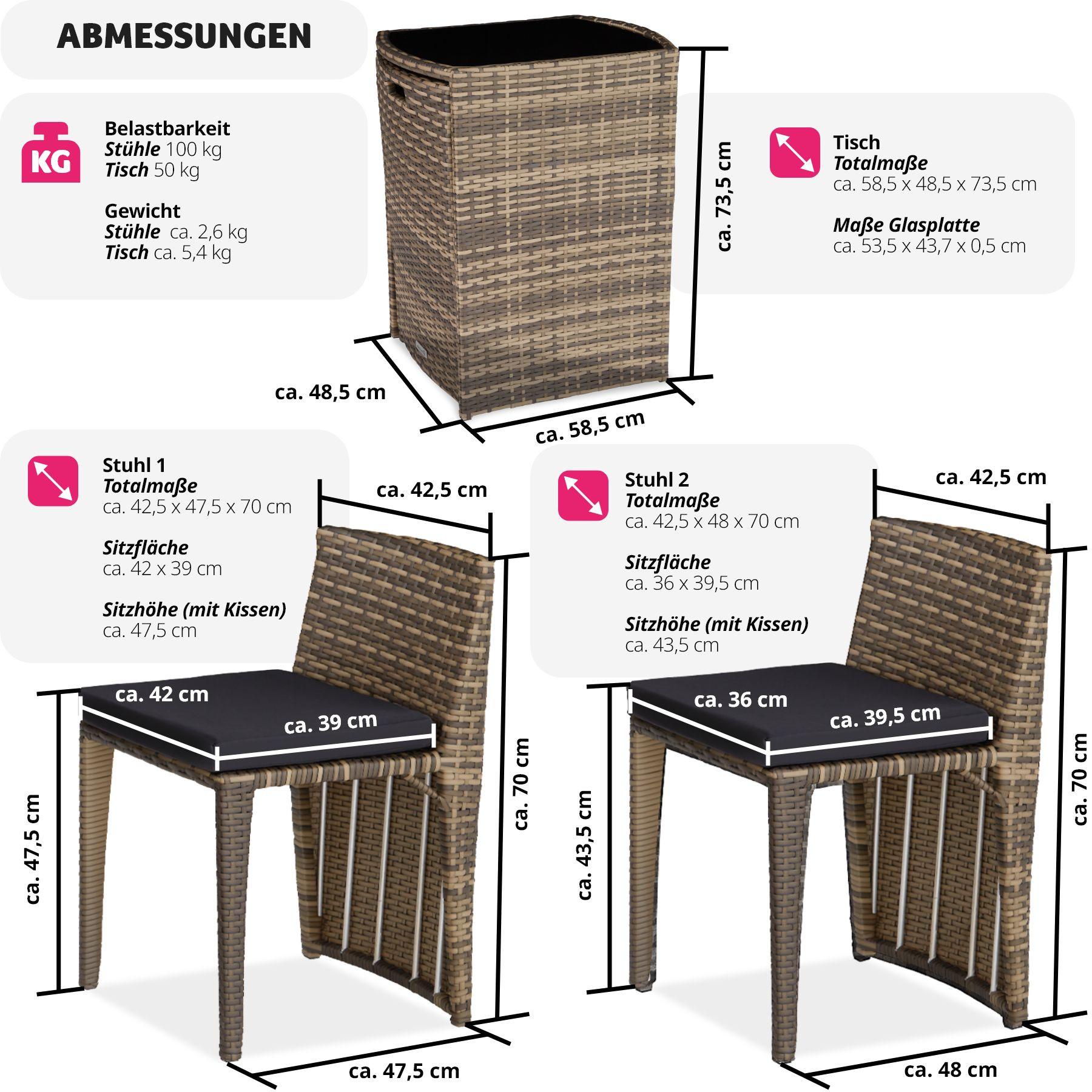 Tectake Aluminium Rattanset Bistro Hamburg  