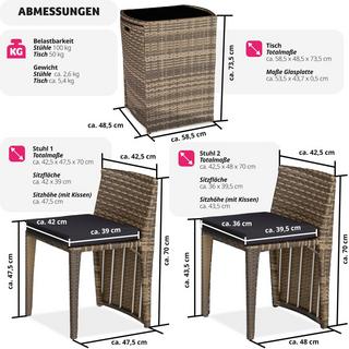 Tectake Aluminium Rattanset Bistro Hamburg  