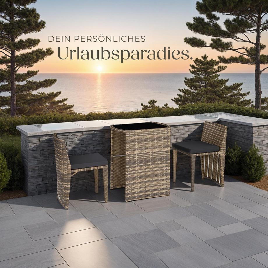 Tectake Set in rattan  Amburgo  con telaio in alluminio  