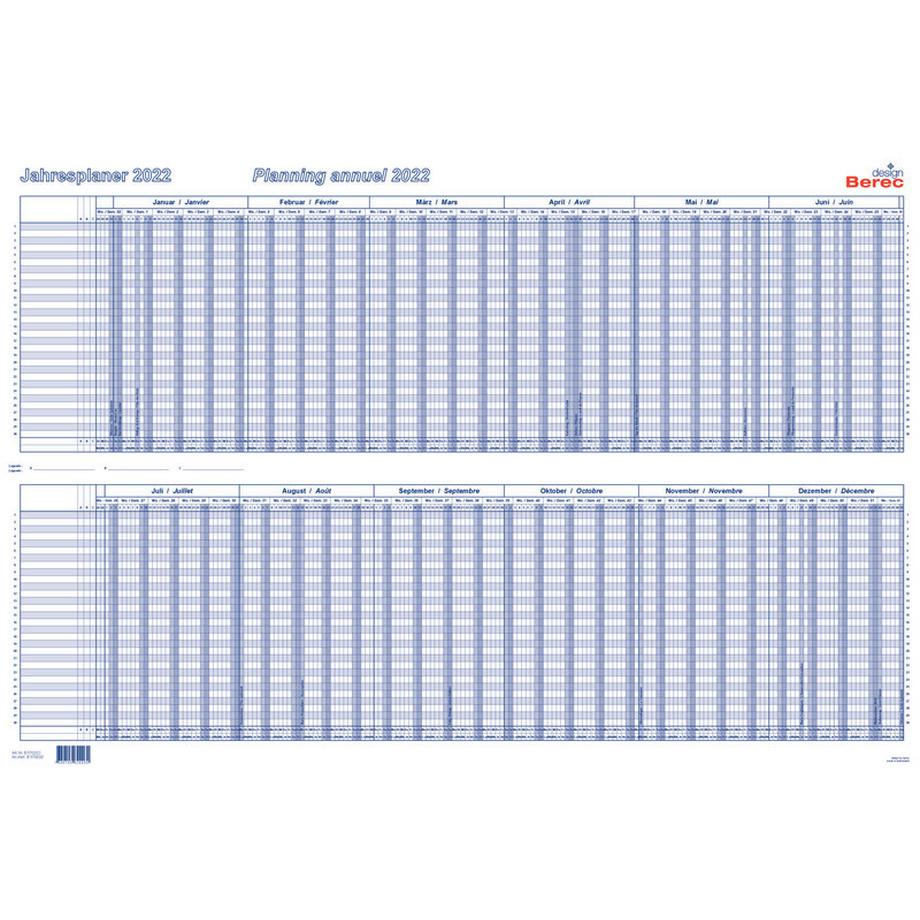 BEREC Jahresplan 90x60cm B 5702/22 2022, blau