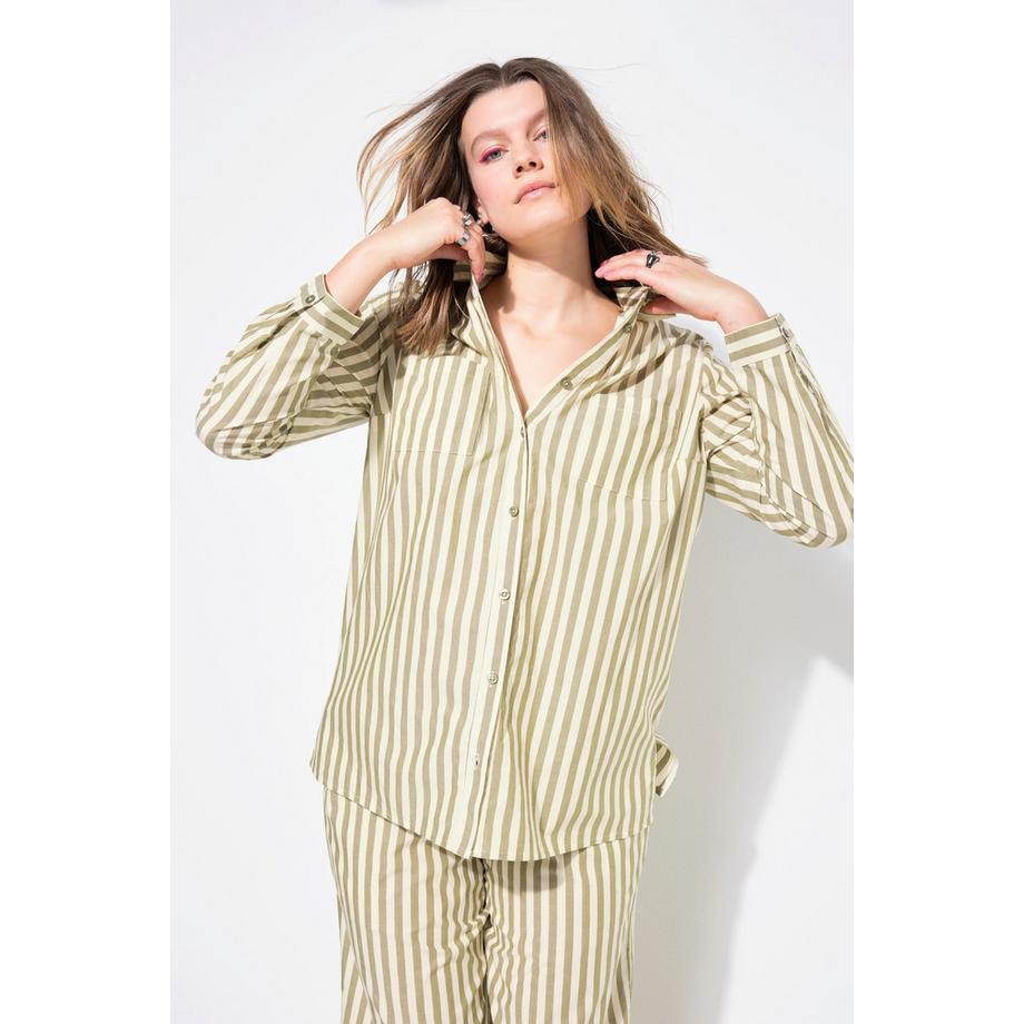 Studio Untold Gestreifte Boxy Hemdbluse  