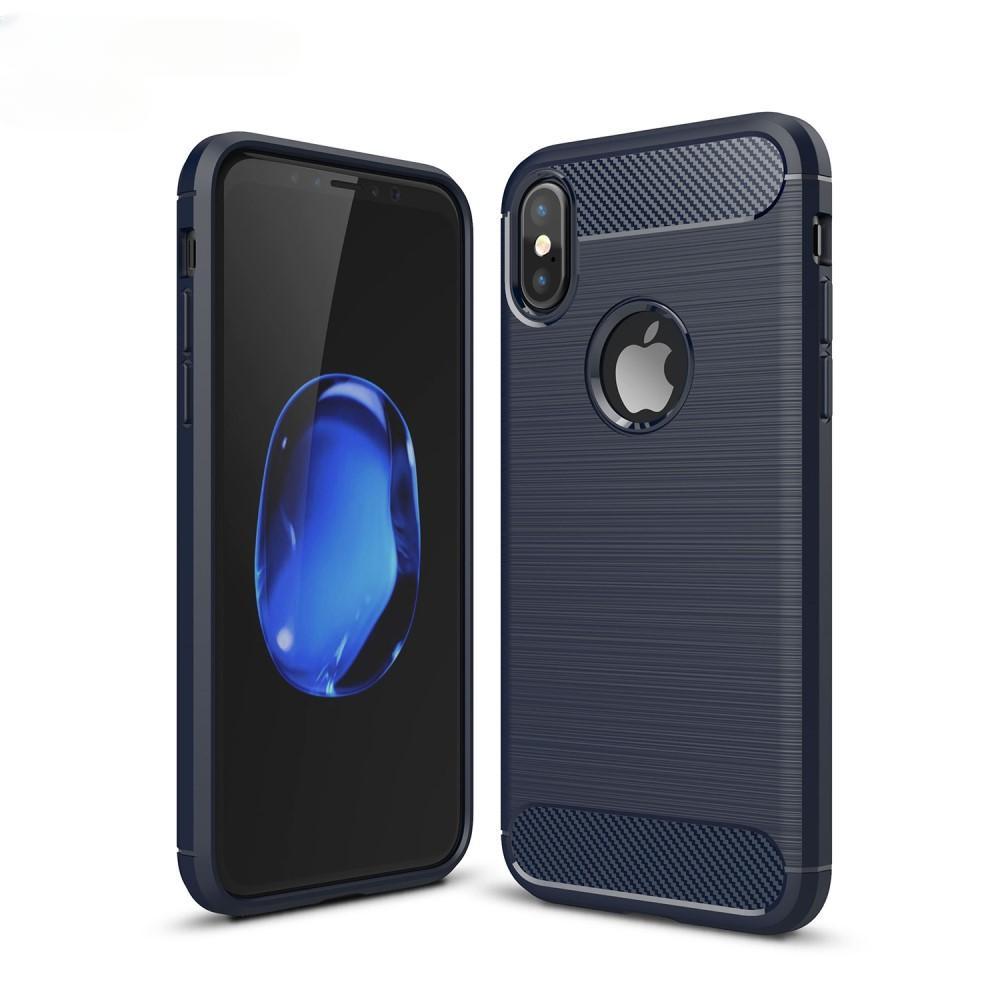 Cover-Discount  iPhone Xs / X - Silikon Gummi Case Metall Carbon Look 