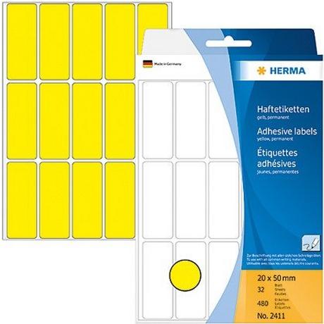HERMA HERMA Etiketten 20×50mm 2411 gelb 480 Stück  