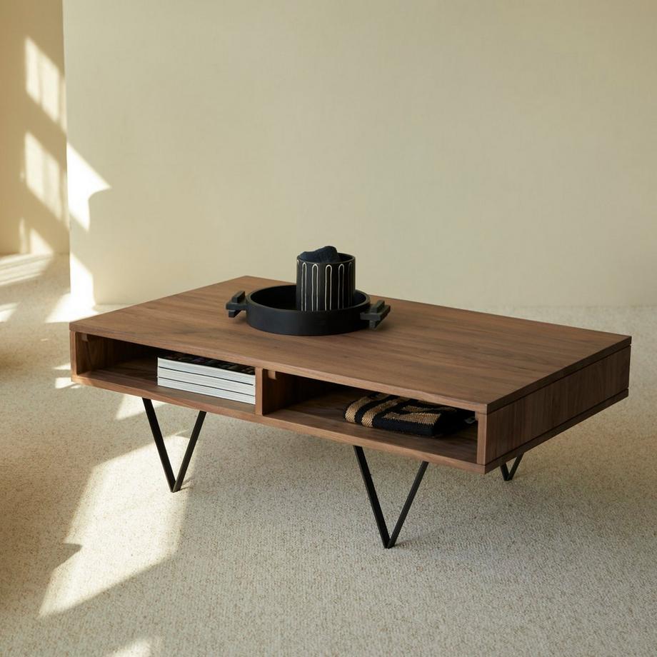 Tikamoon Table basse en noyer massif Metric  
