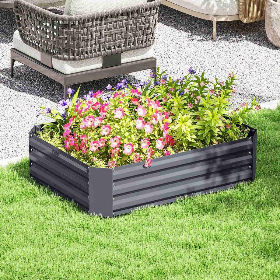 Northio Hochbeet aus Stahl, Pflanzbeet Frühbeet Gartenbeet Blumenkasten stapelbar, Pflanzkasten Gemüsebeet 120x90x30cm für Garten Balkon, Pflanzkübel für Blumen, Pflanzen, Gemüse Aosom  