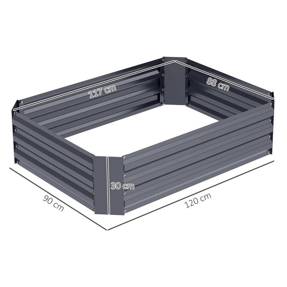 Northio Hochbeet aus Stahl, Pflanzbeet Frühbeet Gartenbeet Blumenkasten stapelbar, Pflanzkasten Gemüsebeet 120x90x30cm für Garten Balkon, Pflanzkübel für Blumen, Pflanzen, Gemüse Aosom  