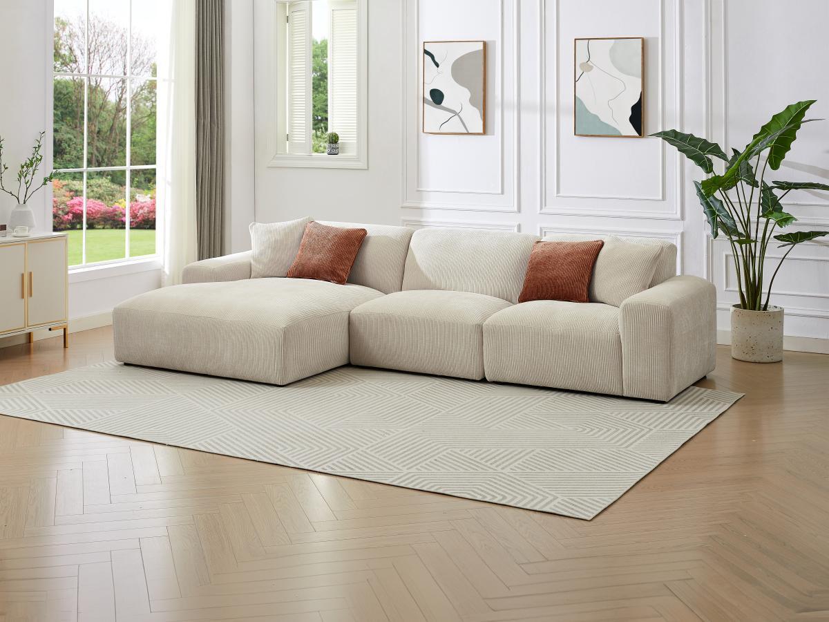 Maison Céphy Großer Ecksofa - Ecke links - Cord - Beige - TIRONO von Maison Céphy  