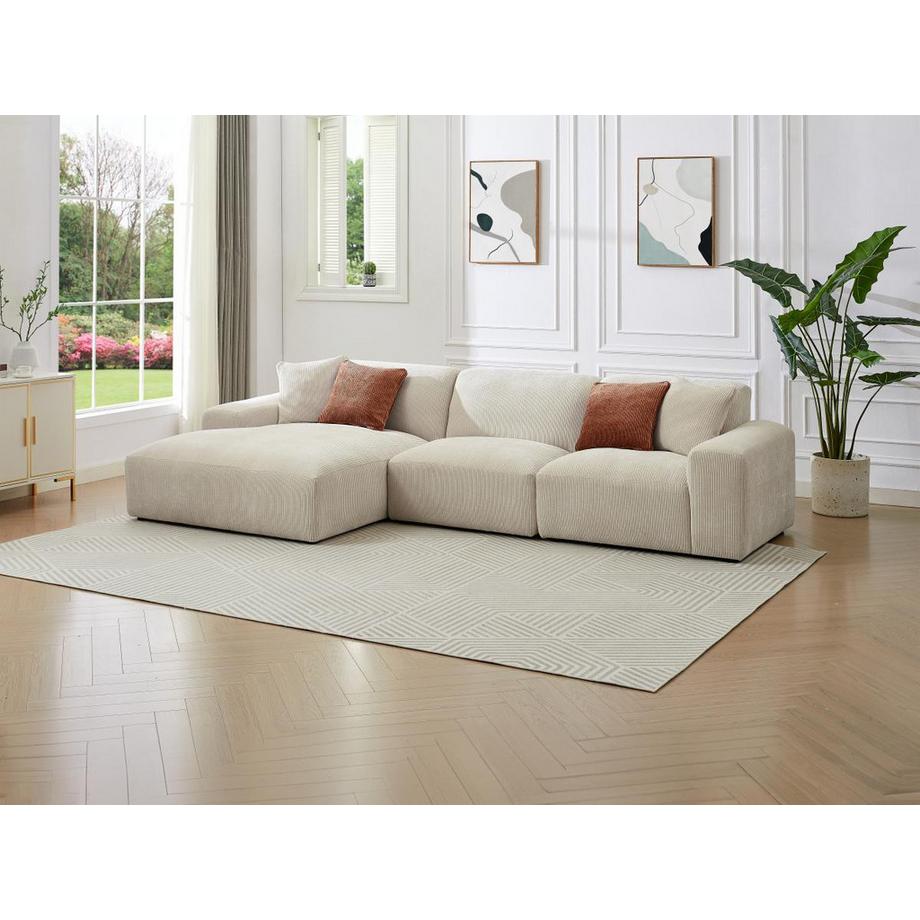 Maison Céphy Grande divano in Velluto a coste Beige - Angolo a sinistra - TIRONO della Maison Céphy  