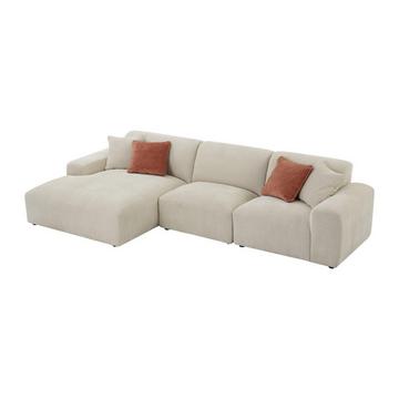 Großer Ecksofa - Ecke links - Cord - Beige - TIRONO von Maison Céphy