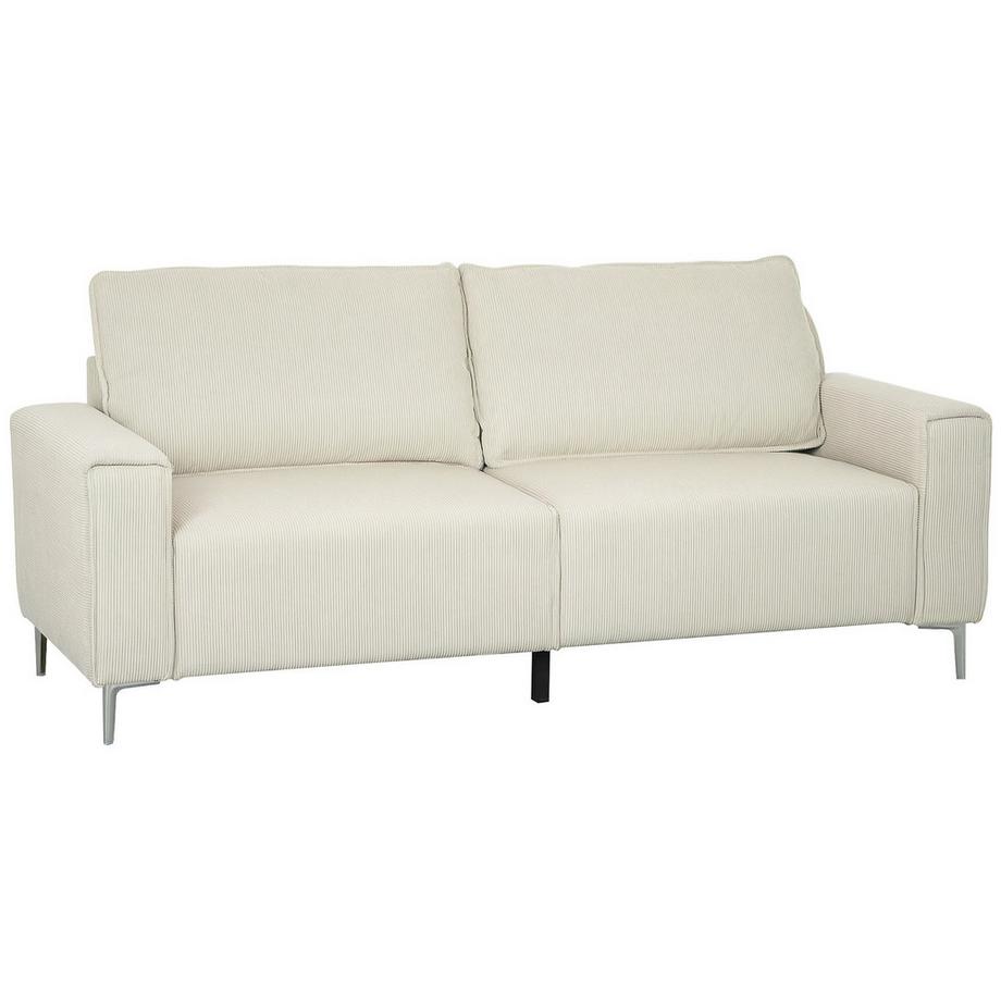 3-Sitzer Sofa, Couch mit Armlehnen, Rückenkissen, Wohnzimmersofa mit Cordbezug, Federkern, Dick Gepolstert Polstersofa für Wohnzimmer, Schlafzimmer 193 x 77 x 80 cm, Cremeweiß