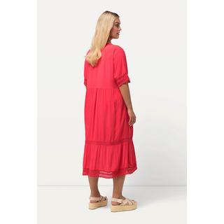 Ulla Popken  Tunika-Midikleid, Spitze, A-Linie, V-Ausschnitt, Halbarm 