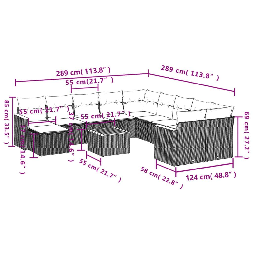 VidaXL Ensemble de canapés de jardin rotin synthétique  